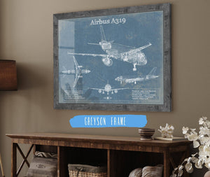 Cutler West Airbus A319 Vintage Aviation Blueprint Print