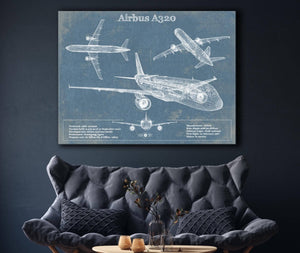 Cutler West Airbus A320 Vintage Aviation Blueprint Print