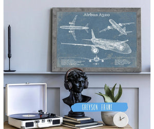 Cutler West Airbus A320 Vintage Aviation Blueprint Print