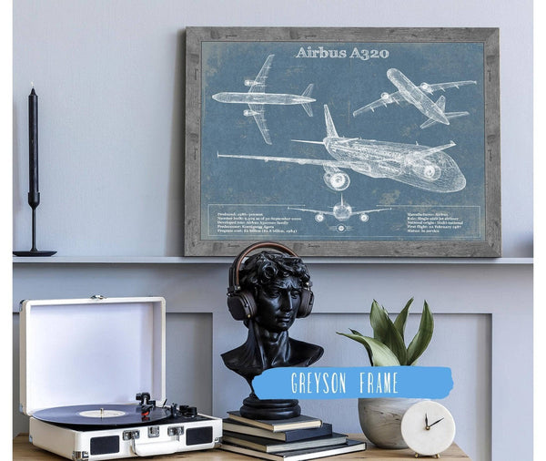 Cutler West Airbus A320 Vintage Aviation Blueprint Print