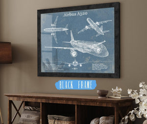Cutler West Airbus A320 Vintage Aviation Blueprint Print