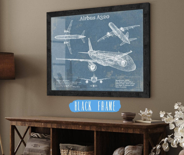 Cutler West Airbus A320 Vintage Aviation Blueprint Print