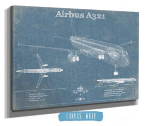 Cutler West Airbus A321 Vintage Aviation Blueprint Print