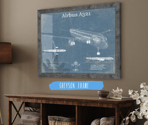 Cutler West Airbus A321 Vintage Aviation Blueprint Print