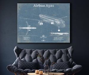 Cutler West Airbus A321 Vintage Aviation Blueprint Print