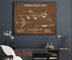 Cutler West Airbus A340-600 Vintage Aviation Blueprint Print - Custom Pilot Name Can Be Added