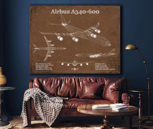 Cutler West Airbus A340-600 Vintage Aviation Blueprint Print - Custom Pilot Name Can Be Added