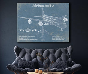 Cutler West Airbus A380 Vintage Aviation Blueprint Print - Custom Pilot Name can be Added