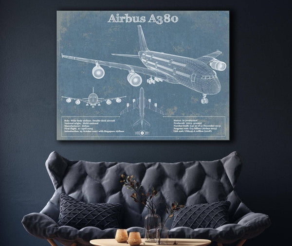Cutler West Airbus A380 Vintage Aviation Blueprint Print - Custom Pilot Name can be Added