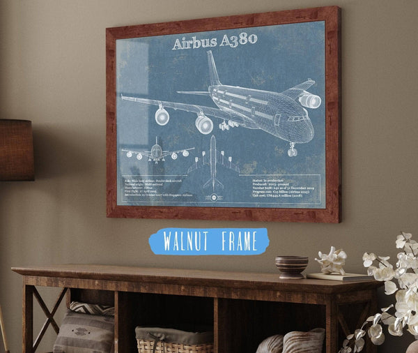 Cutler West Airbus A380 Vintage Aviation Blueprint Print - Custom Pilot Name can be Added