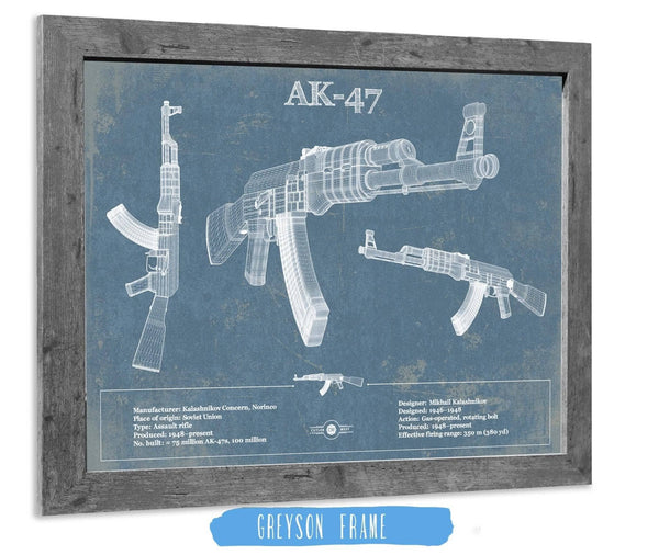 14" x 11" / Greyson Frame Cutler West AK-47 Blueprint Vintage Gun Print