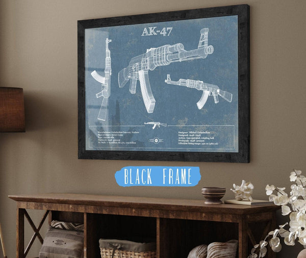 20" x 16" / Black Frame Cutler West AK-47 Blueprint Vintage Gun Print