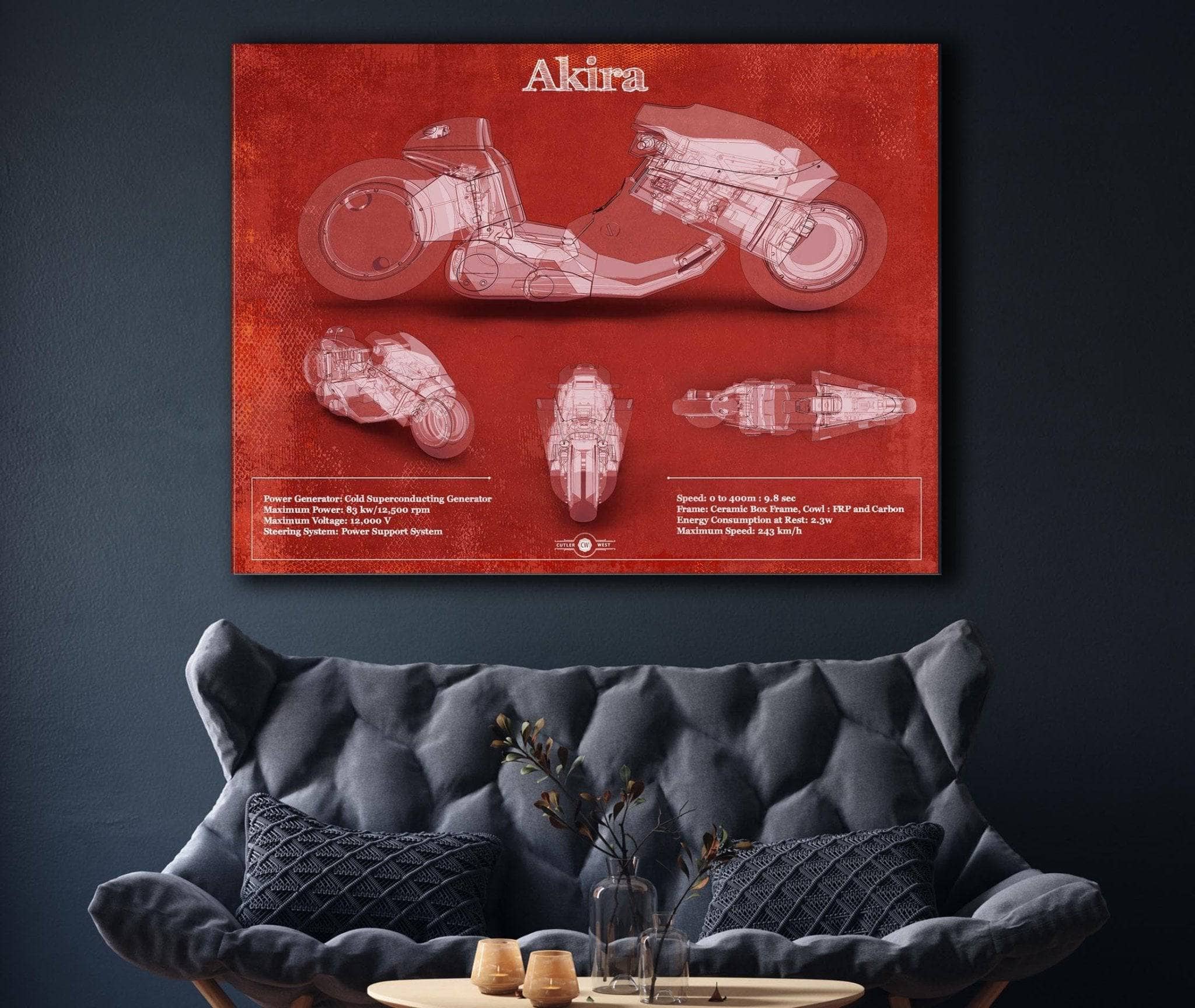 Akira Blueprint Vintage Motorcycle Print | Cutler West