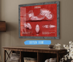 14" x 11" / Greyson Frame Cutler West Akira Blueprint Vintage Motorcycle Print