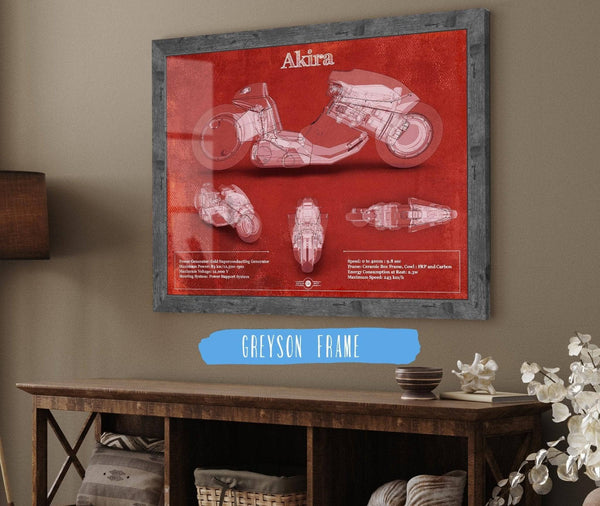 14" x 11" / Greyson Frame Cutler West Akira Blueprint Vintage Motorcycle Print
