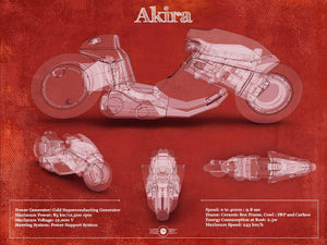 14" x 11" / Unframed Cutler West Akira Blueprint Vintage Motorcycle Print