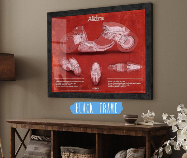 20" x 16" / Black Frame Cutler West Akira Blueprint Vintage Motorcycle Print