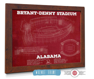 Cutler West Alabama Crimson Tide Stadium Art - Bryant-Denny Stadium Vintage Seating Chart