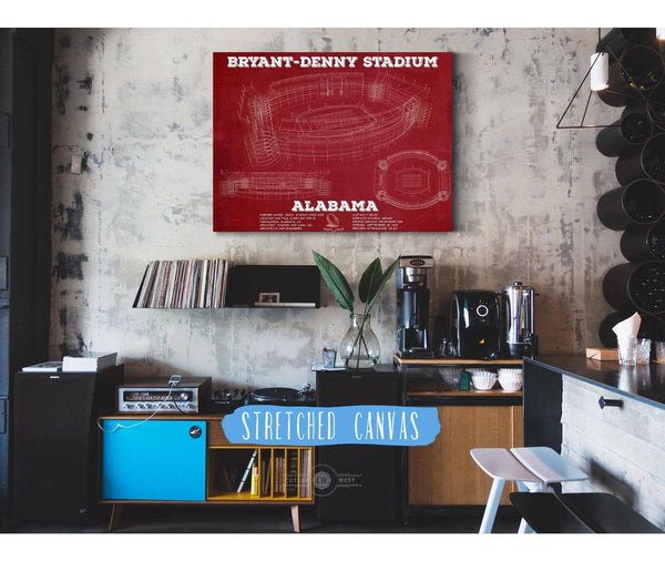 Cutler West Alabama Crimson Tide Stadium Art - Bryant-Denny Stadium Vintage Seating Chart
