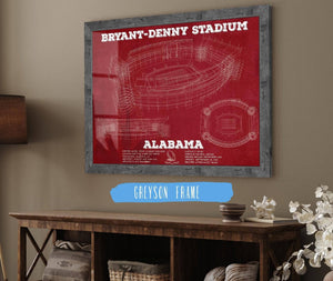 14" x 11" / Greyson Frame Cutler West Alabama Crimson Tide Stadium Art - Bryant-Denny Stadium Vintage Seating Chart