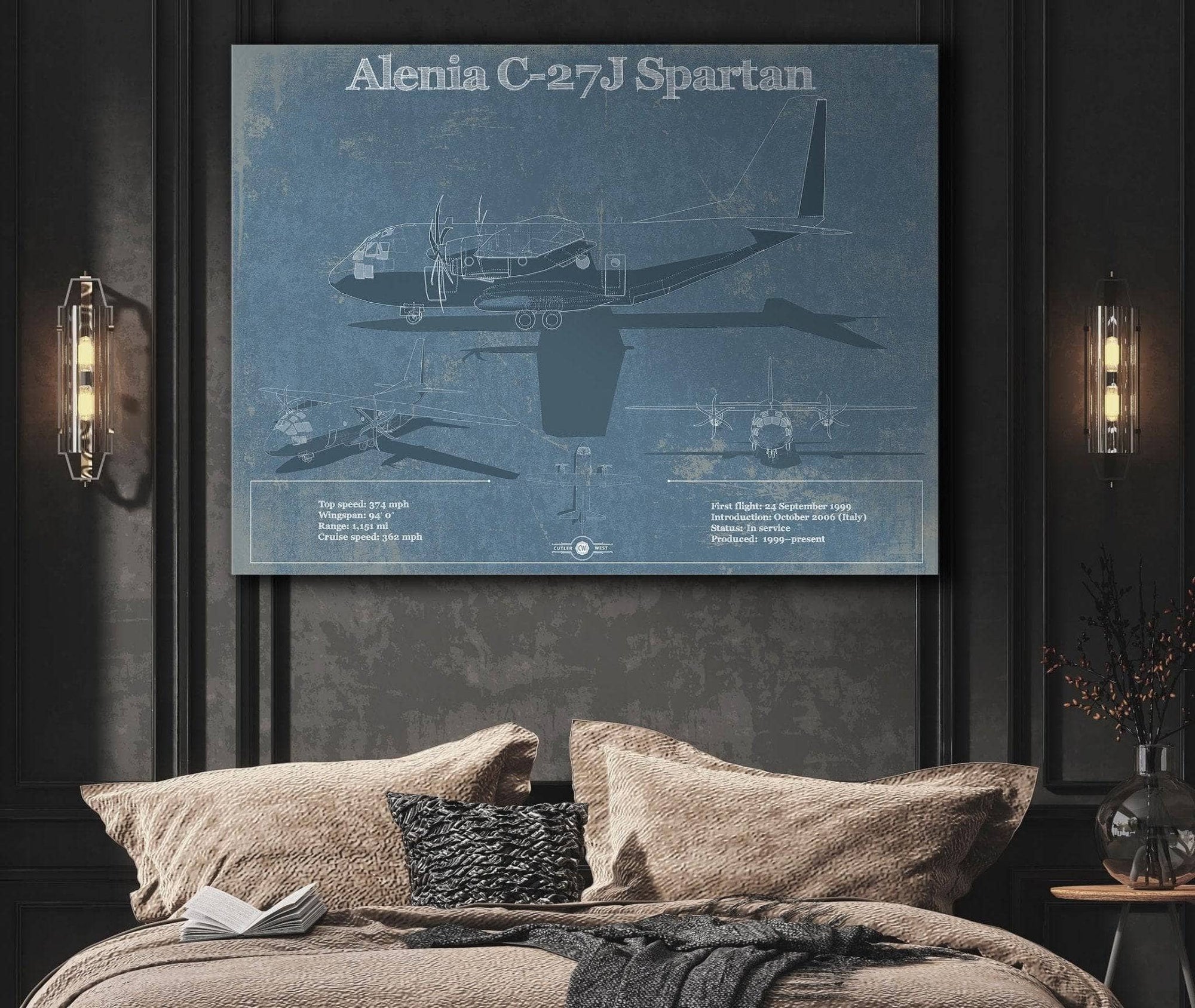 Cutler West Alenia C-27J Spartan Patent Blueprint Original Military Wall Art