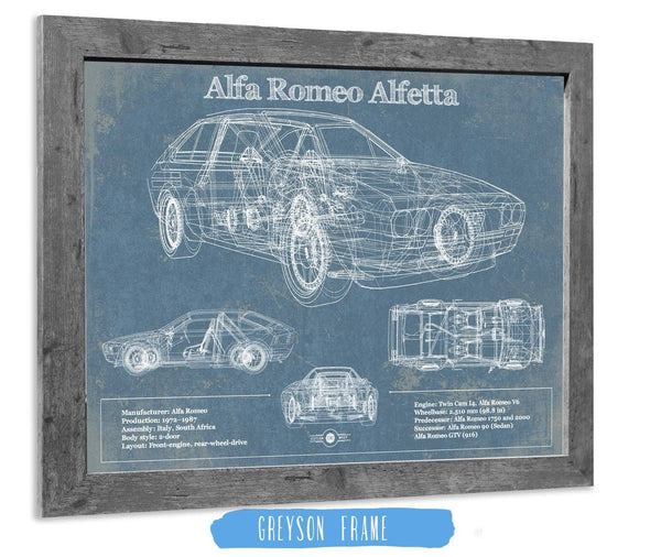 14" x 11" / Greyson Frame Cutler West Alfa Romeo Alfetta Bel Bel Air Sport Coupé Blueprint Vintage Auto Print