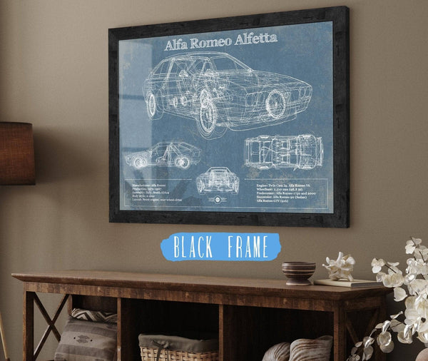 20" x 16" / Black Frame Cutler West Alfa Romeo Alfetta Bel Bel Air Sport Coupé Blueprint Vintage Auto Print