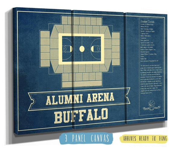 36" x 24" / 3 Panel Canvas Wrap Cutler West Alumni Arena Buffalo Bulls NCAA Vintage Basketball Print