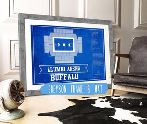14" x 11" / Greyson Frame & Mat Cutler West Alumni Arena Buffalo Bulls Team Colors NCAA Vintage Basketball Print