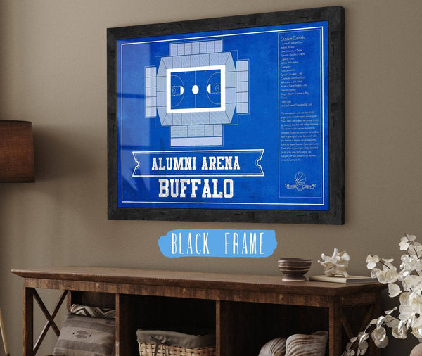 20" x 16" / Black Frame Cutler West Alumni Arena Buffalo Bulls Team Colors NCAA Vintage Basketball Print