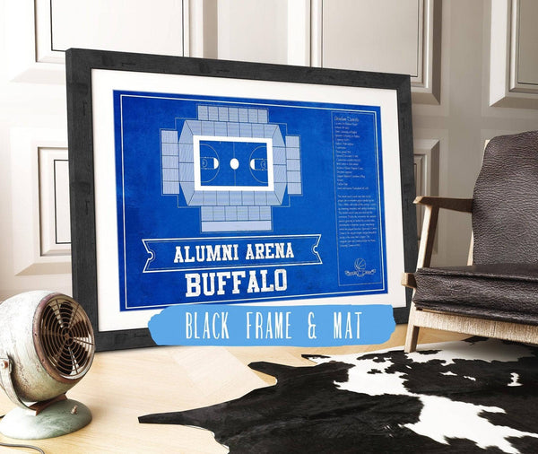 20" x 16" / Black Frame & Mat Cutler West Alumni Arena Buffalo Bulls Team Colors NCAA Vintage Basketball Print