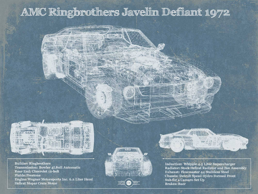 Cutler West AMC Ringbrothers Javelin Defiant 1972 Vintage Auto Print