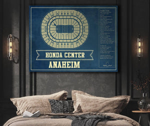 Cutler West Anaheim Ducks - Honda Center Vintage Hockey Blueprint NHL Print