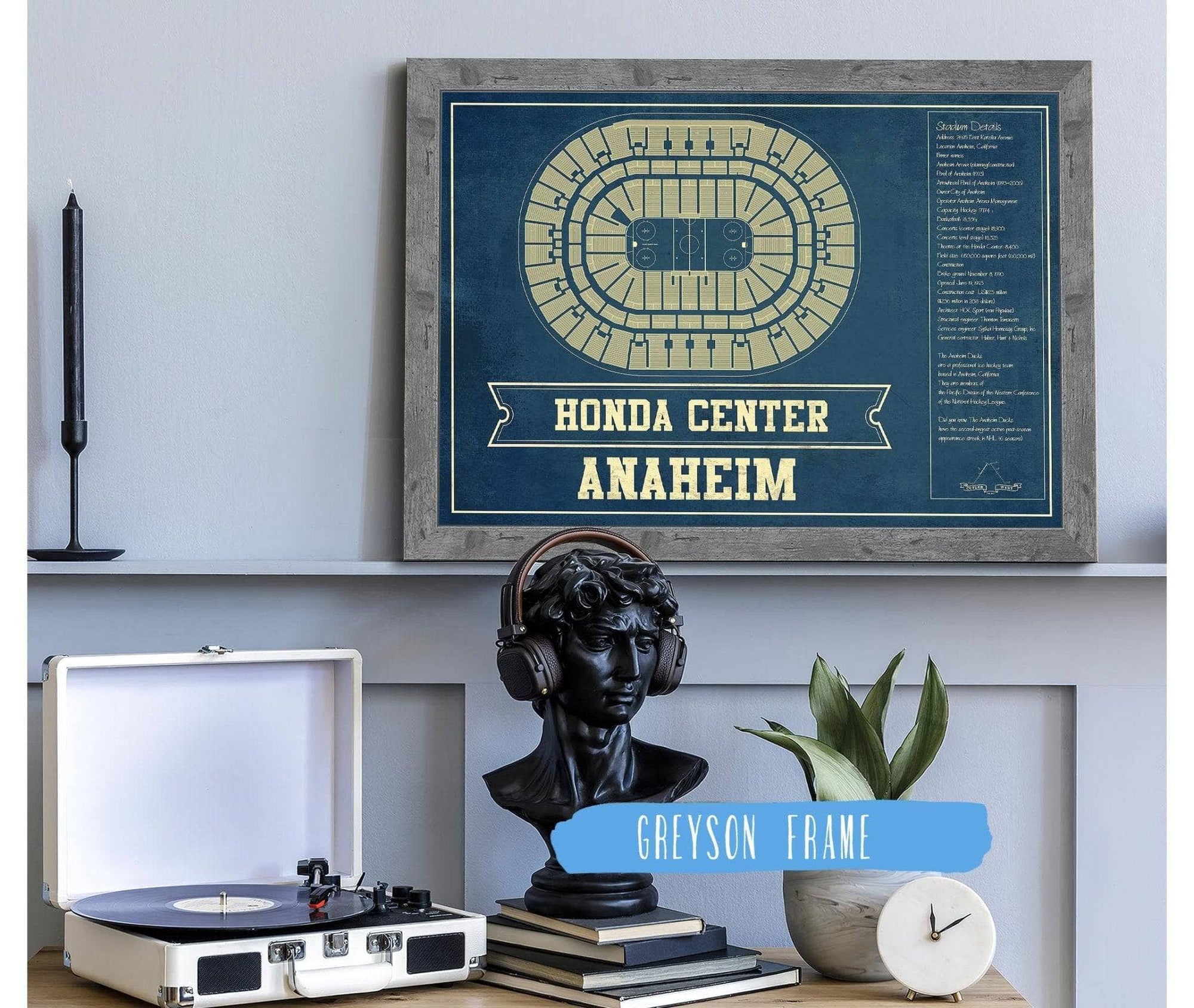 Cutler West Anaheim Ducks - Honda Center Vintage Hockey Blueprint NHL Print
