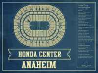 Cutler West 14" x 11" / Unframed Anaheim Ducks - Honda Center Vintage Hockey Blueprint NHL Print 933350178_77883