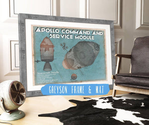 14" x 11" / Greyson Frame & Mat Cutler West Apollo command and service module NASA Aviation Space Print