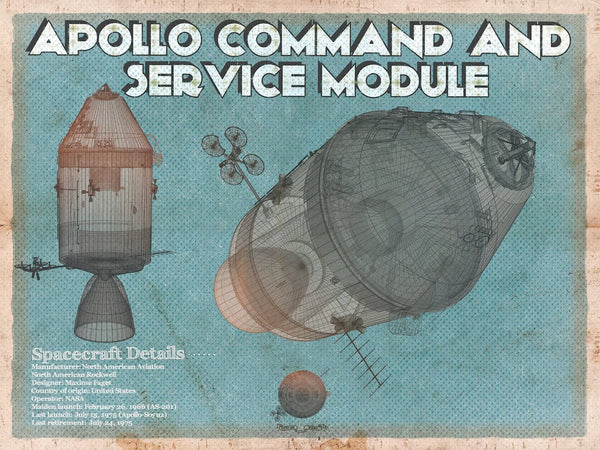14" x 11" / Unframed Cutler West Apollo command and service module NASA Aviation Space Print