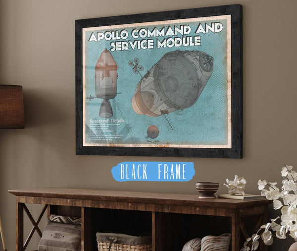 20" x 16" / Black Frame Cutler West Apollo command and service module NASA Aviation Space Print