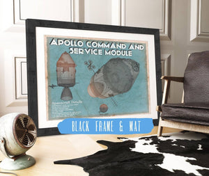 20" x 16" / Black Frame & Mat Cutler West Apollo command and service module NASA Aviation Space Print