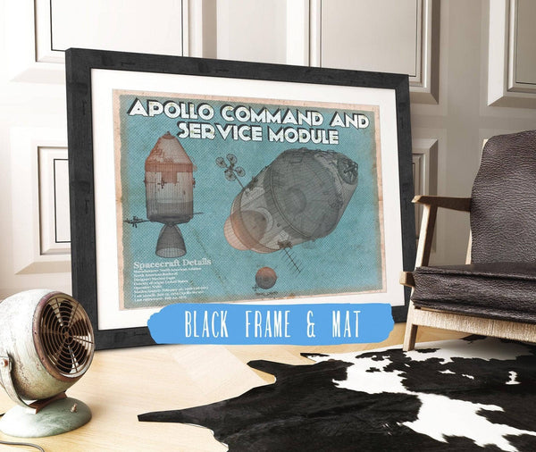 20" x 16" / Black Frame & Mat Cutler West Apollo command and service module NASA Aviation Space Print