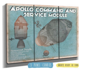 36" x 24" / 3 Panel Canvas Wrap Cutler West Apollo command and service module NASA Aviation Space Print
