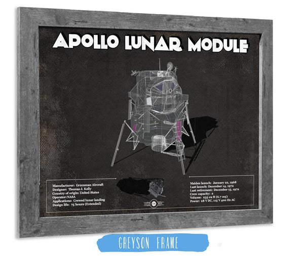 14" x 11" / Greyson Frame Cutler West Apollo Lunar Module (LEM) NASA Aviation Blueprint Print