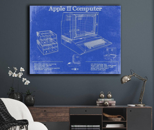 Cutler West Apple II Computer Vintage Blueprint Art