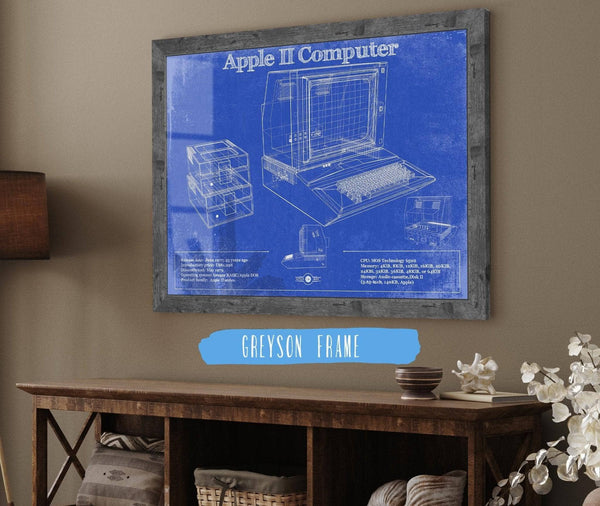 14" x 11" / Greyson Frame Cutler West Apple II Computer Vintage Blueprint Art