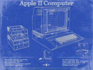 14" x 11" / Unframed Cutler West Apple II Computer Vintage Blueprint Art