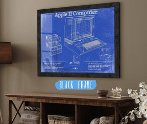 20" x 16" / Black Frame Cutler West Apple II Computer Vintage Blueprint Art