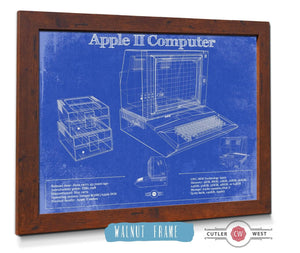20" x 16" / Walnut Frame Cutler West Apple II Computer Vintage Blueprint Art