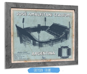 14" x 11" / Greyson Frame Cutler West Argentina Rugby - Vintage JosÃ© Amalfitani Stadium Print