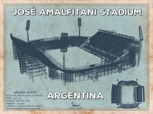 14" x 11" / Unframed Cutler West Argentina Rugby - Vintage JosÃ© Amalfitani Stadium Print