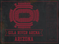 Cutler West 14" x 11" / Unframed Arizona Coyotes Team Colors - Gila River Arena Vintage Hockey Blueprint NHL Print 933350182_78411